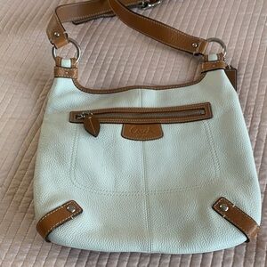Coach Cream and Tan Crossbody Bag